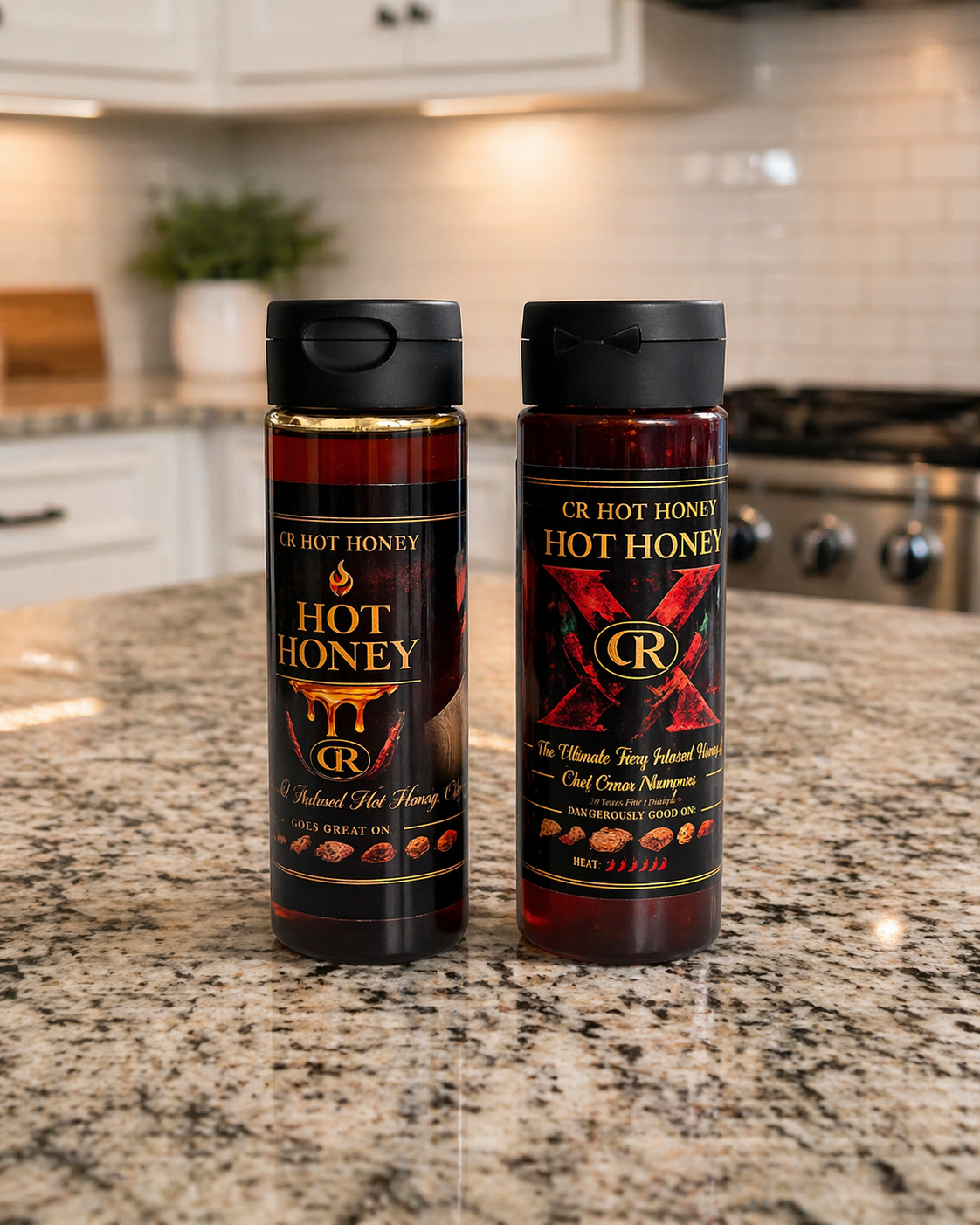 CR Hot Honey Regular and X bottles